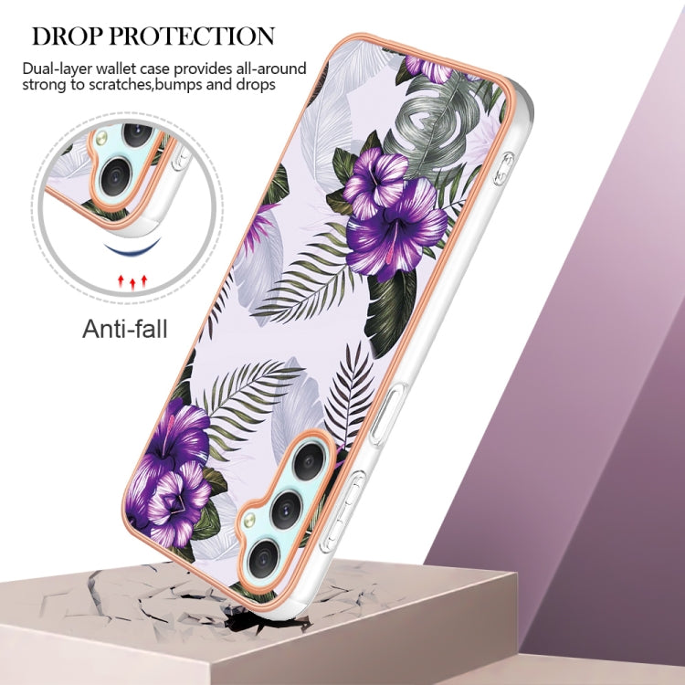 Purple electroplating TPU phone case for Samsung Galaxy A25 5G, showcasing its sleek design and precise cutouts.